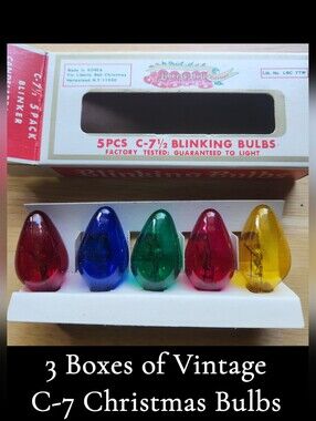 3 Boxes of Vintage Liberty Bell C-7 Blinking Glass Light Bulbs (15 Bulbs Total)